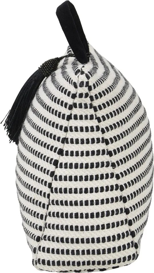 Krémovo-čierna bavlnená dverná zarážka Stripe - 10*21*17cm