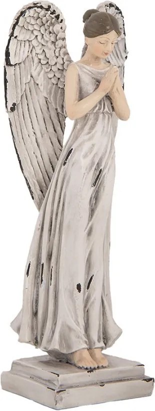 Decorative Figurine Angel 23 Cm White Grey Plastic - 23.0 cm