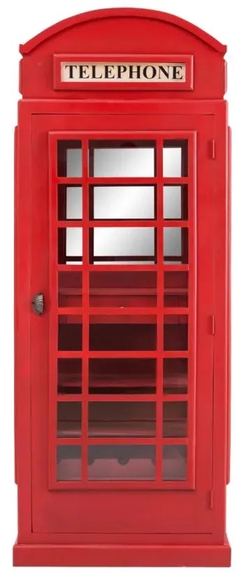 furniture-nabytek.cz - Masivní barová skříň „Telefonní budka“, lakovaná, červená – 78×44×200 cm