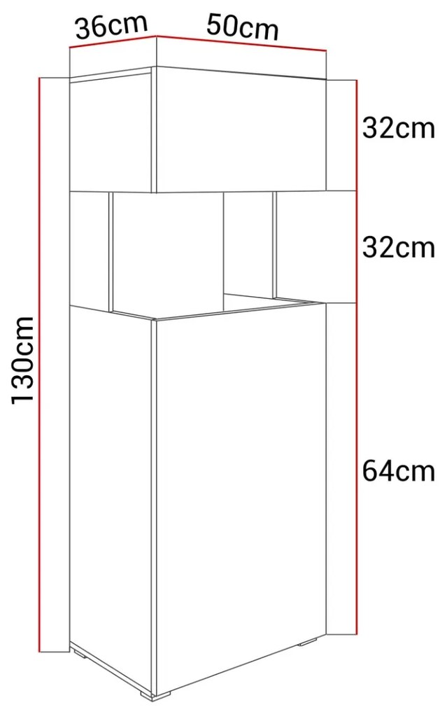 VITRÍNA ALEX BIELY LESK 50 x 130 cm