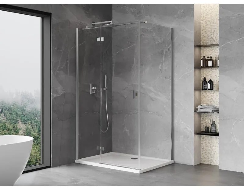 Mexen, Mexen Mist H T sklápací sprchový kút ľavý 105 x 95 cm, priehľadný, chróm - 8A5T-105-095-01-00-L