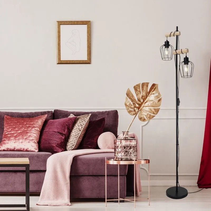 Rabalux FABIANO stolná lampa 2x40W/E27 - čierna, svetlé drevo