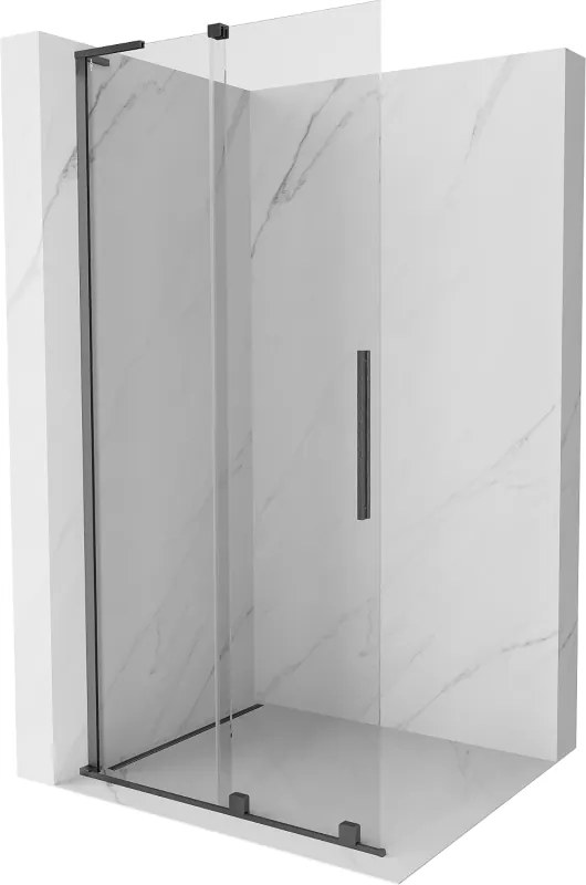 Mexen Velar L, posuvná sprchová zástena Walk-in 100 x 200 cm, 8mm číre sklo, grafit brúsený, 871-100-003-03-66