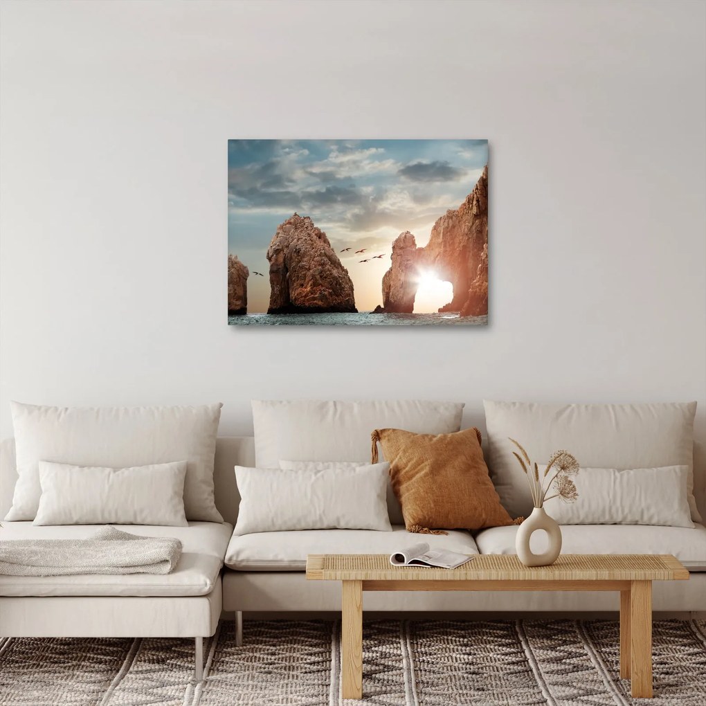Obraz - Západ slnka nad útesmi (70x50 cm)