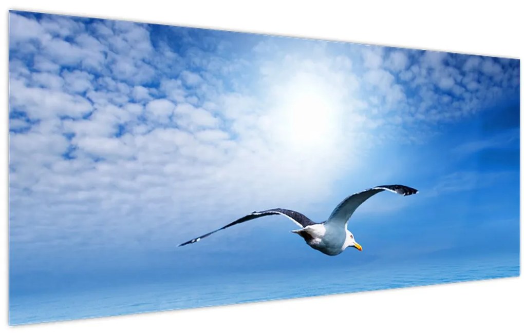 Obraz - Čajka nad morom (120x50 cm)