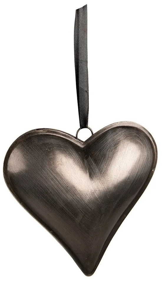 Šedé antik závesné kovové srdce L - 23*4*22 cm