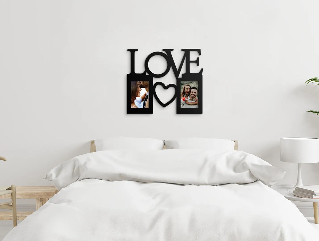 drevko Drevený fotorámik Love so srdiečkom Farba dekorácie: Čierna