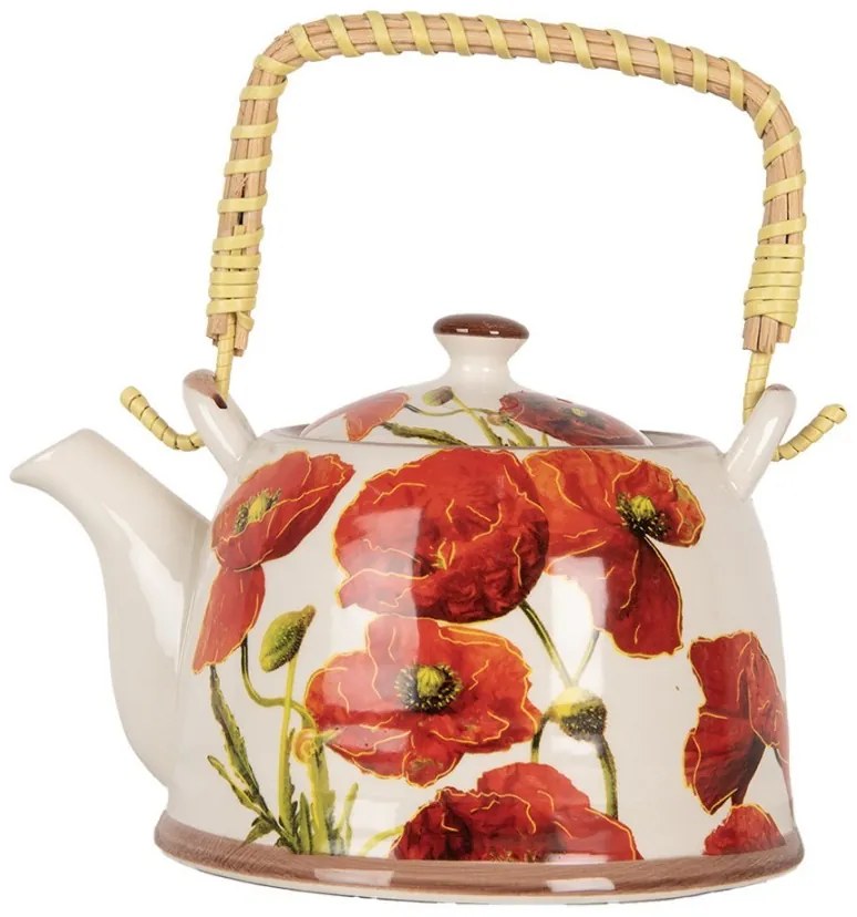 Porcelánová kanvička svlčími makmi a so sitkom - 18*14*12 cm / 800 ml