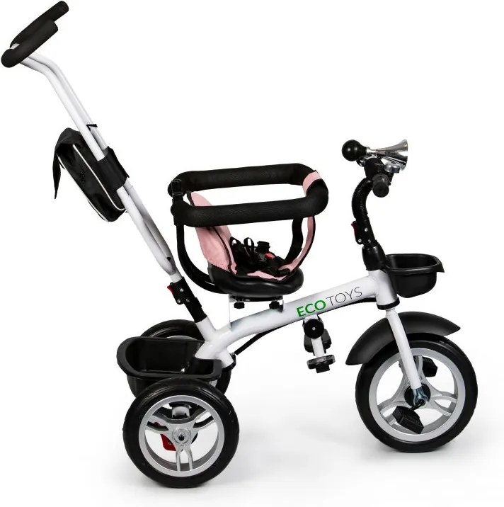ECOTOYS Detská trojkolka s rotačným sedadlom PINKY
