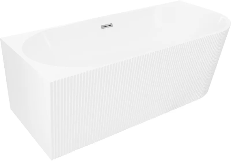 Mexen Silo, rohová voľne stojaca ryhovaná vaňa, ľavá, 150 x 75 cm, biela lesklá, 52891507500L-SS
