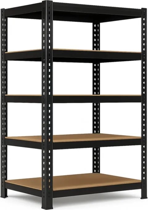 Akcia 3x Regál 216x120x50 cm profesionálny 5-policový, nosnosť 1500 kg - čierny