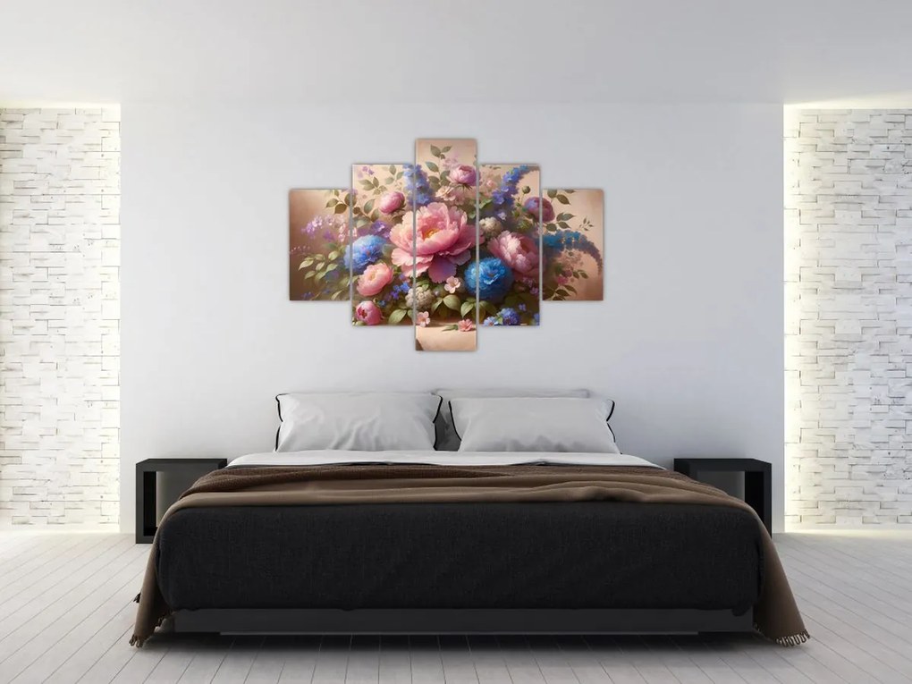 Obraz - Stôl plný kvetov (150x105 cm)