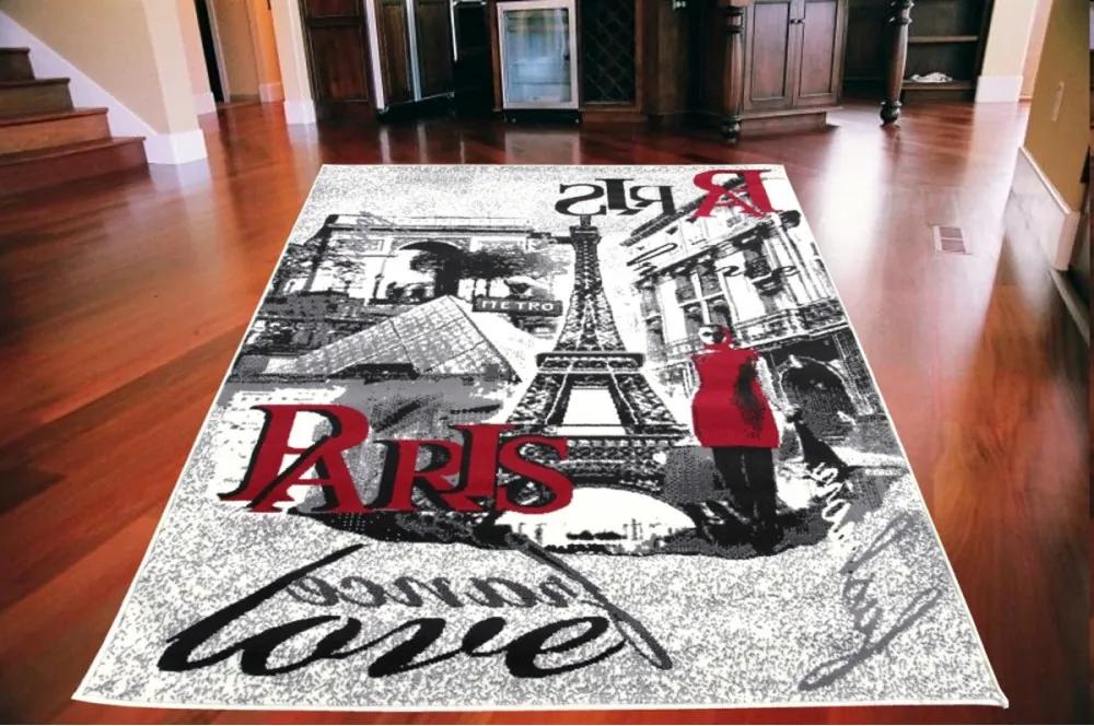 Kusový koberec PP mesto Paríž krémovočervený, Velikosti 140x200cm
