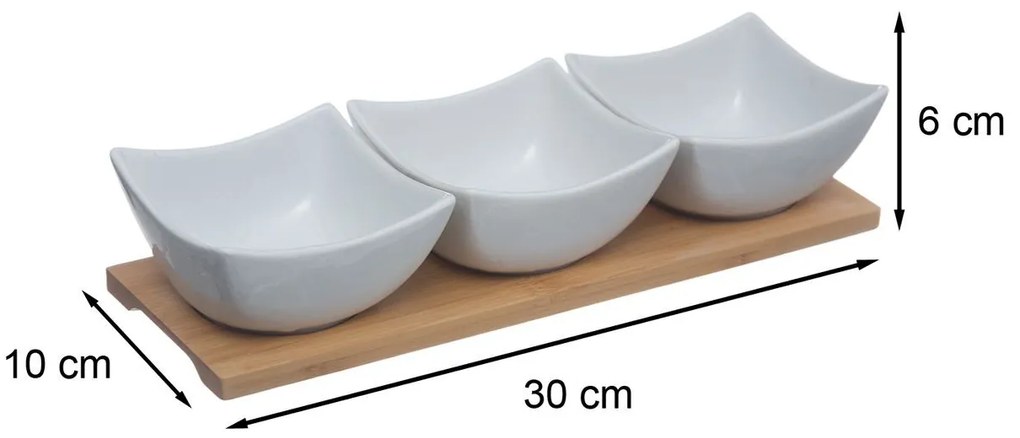 Porcelánová servírovacia miska Trio 30x10x6 cm sada 3ks
