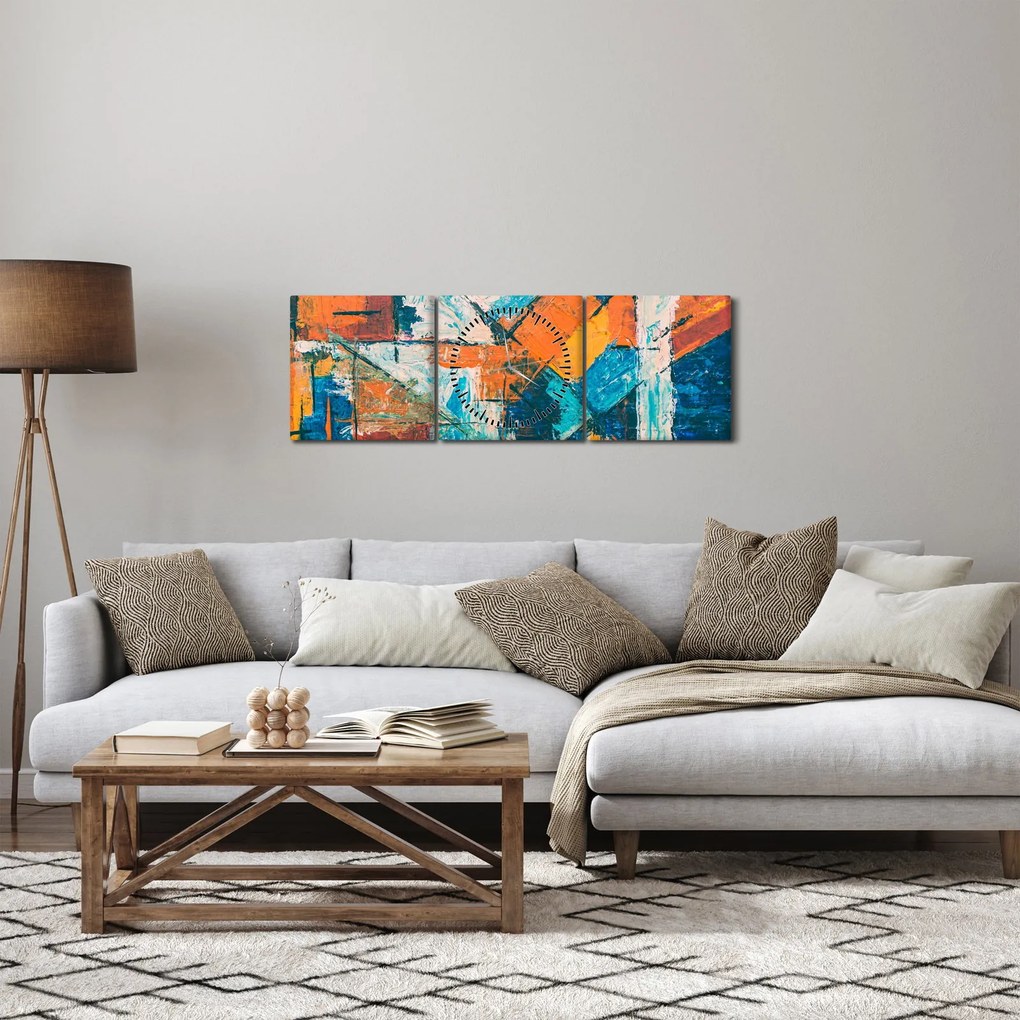 Obraz - Abstrakcia (s hodinami) (90x30 cm)