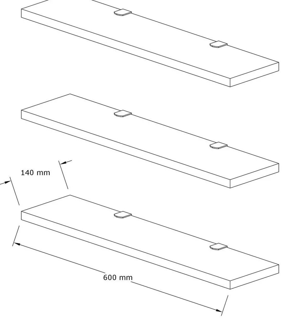 Súprava 3 nástenných políc Boss dub safírový/antracitová/biela