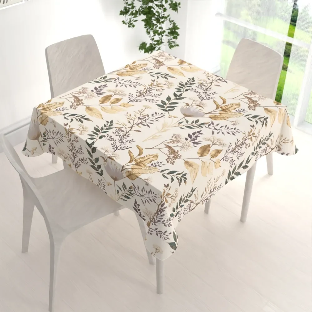 Biante Bavlnený štvorcový obrus Sandra SA-544 Jesenné vetvičky na krémovom 100x100 cm
