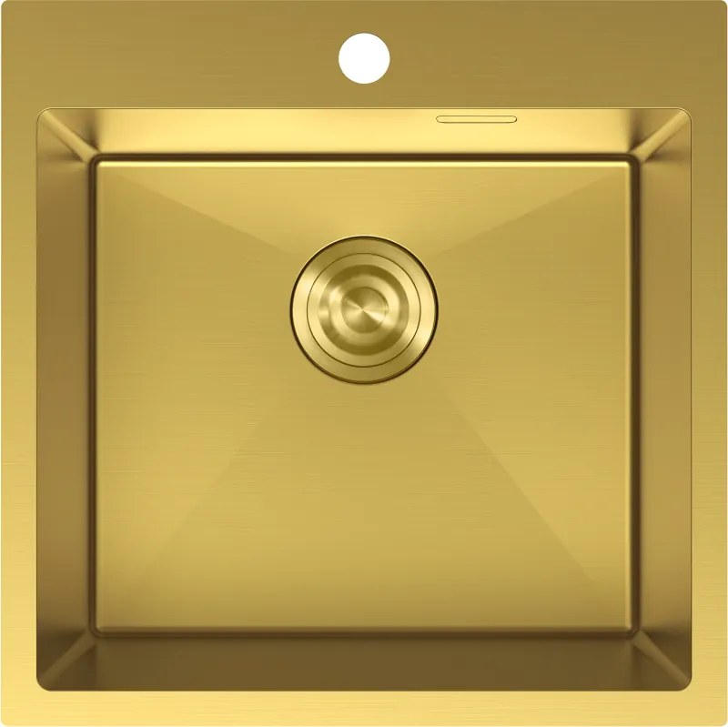 Mexen Solix, 1-komorový nerezový drez 500 x 500 mm, brúsená zlatá, 6407501000-55