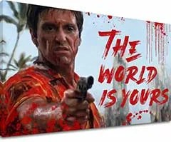 Scarface obraz na plátne Krvavý Tony Montana so zbraňou v ruke 40x60 cm