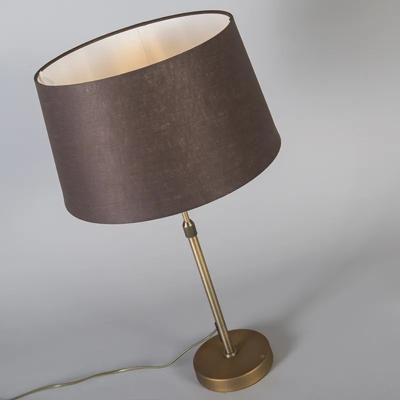 Stolná lampa bronzová s hnedým tienidlom 35 cm nastaviteľná - Parte