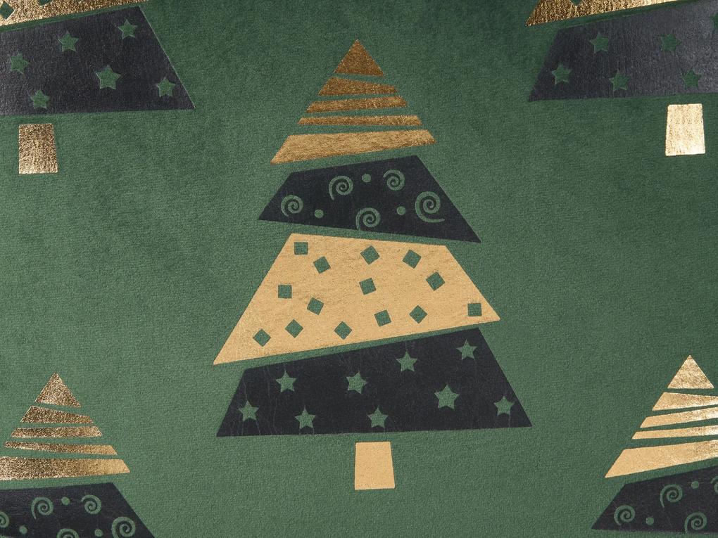 Sada 2 zamatových vankúšov so vzorom vianočného stromčeka 45 x 45 cm zelená GOLDSPRUCE Beliani