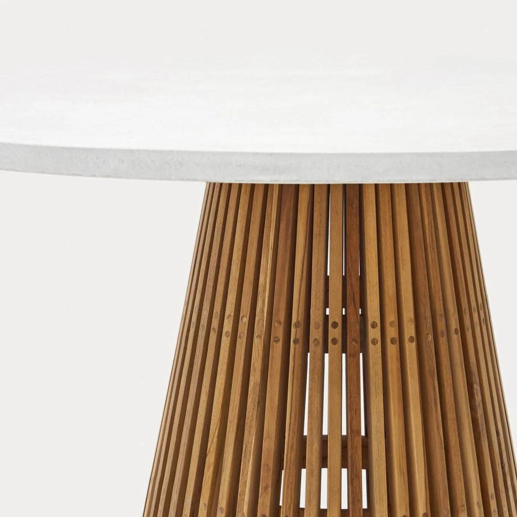 Záhradný jedálenský stôl faluca ø 120 cm biely/prírodný MUZZA