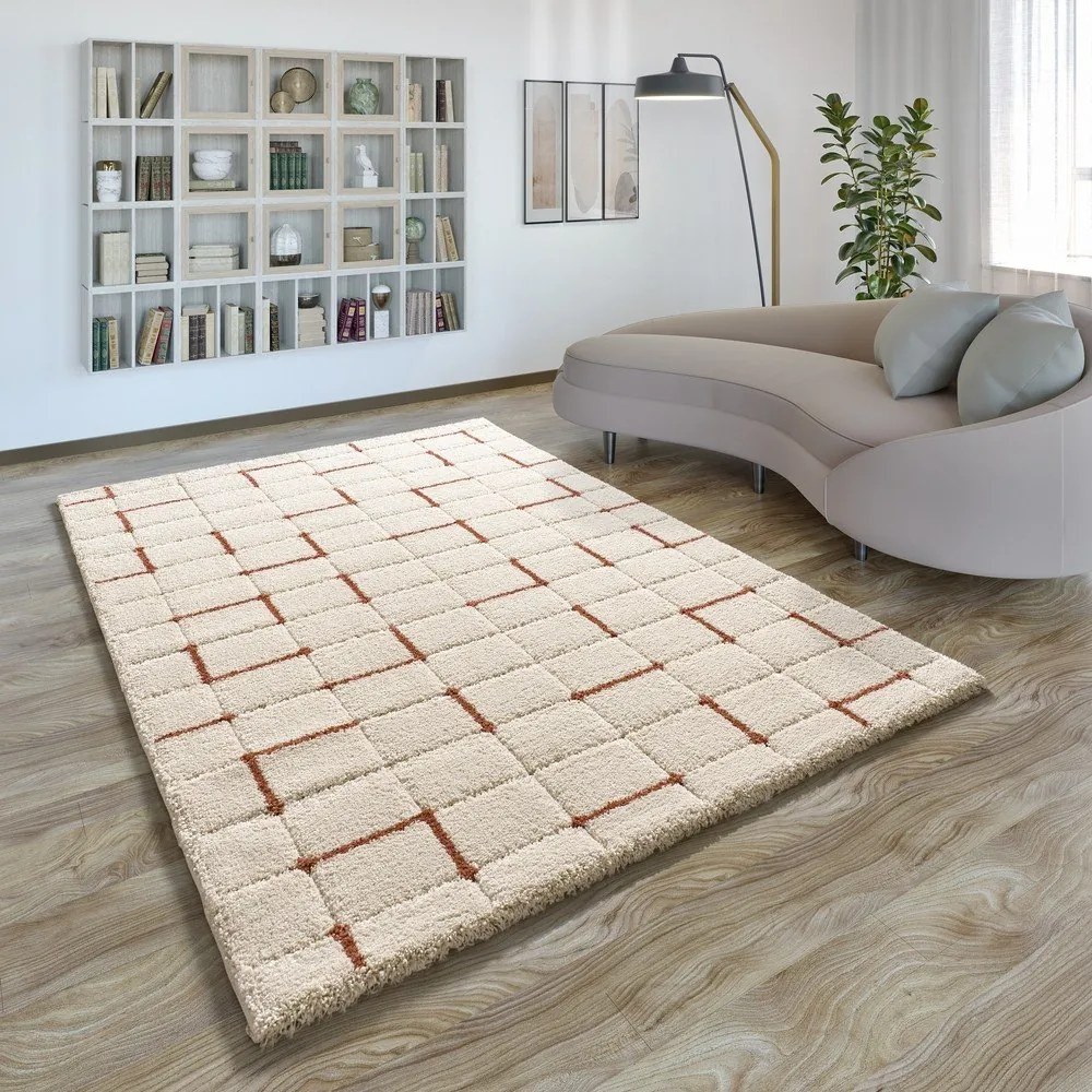 Koberec v tehlovej a krémovej farbe 160x230 cm Brenda – Universal