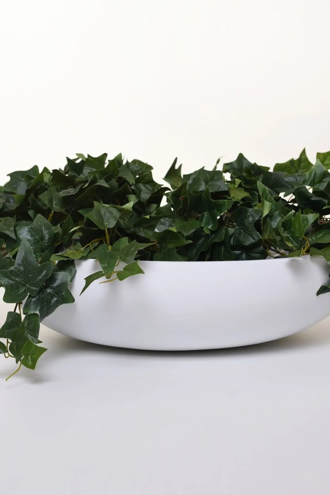 Okrasná miska PLANA, sklolaminát, 11xØ43 cm, biela