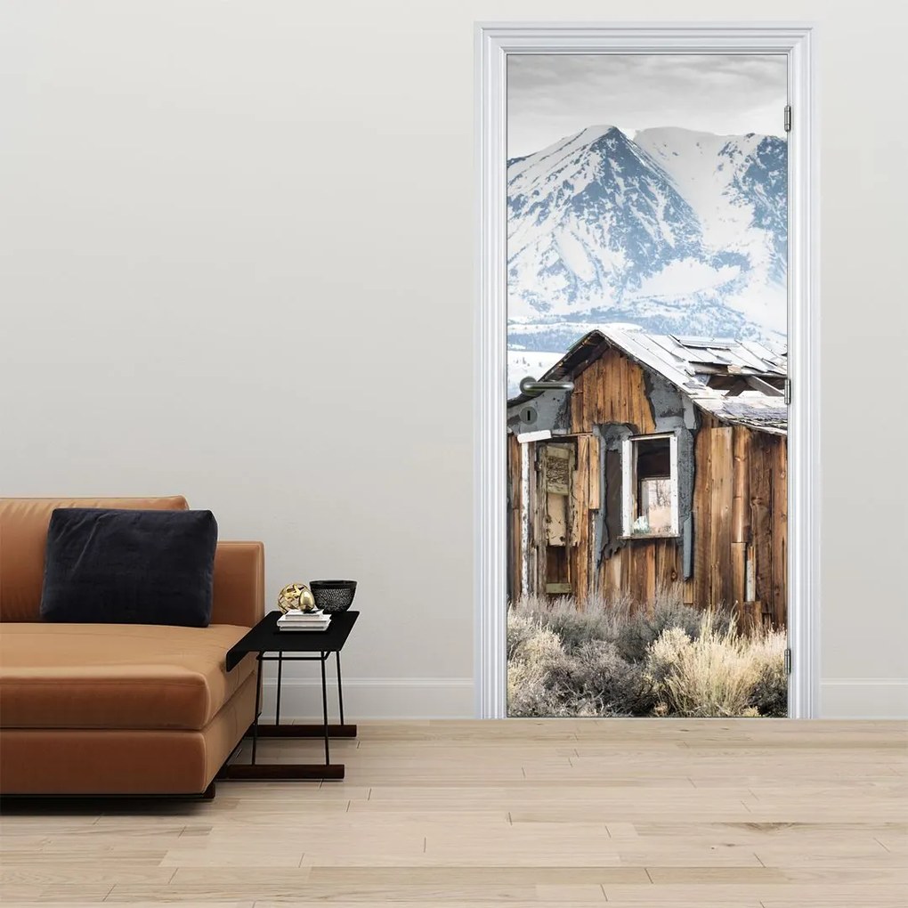 Fototapeta na dvere - Domček pod horami (95x205cm)