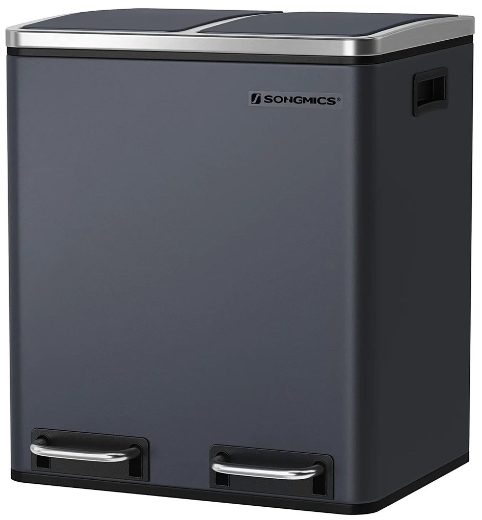 Odpadkový kôš oceľový 2 x 15 l, dymovo sivý