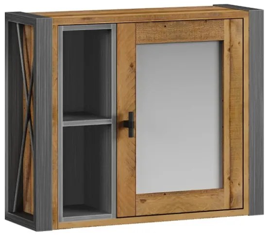 furniture-nabytek.cz - Masívna kúpeľňová zrkadlová skrinka Detroit z recyklovanej borovice, lakovaná, hnedá – 60×20×50 cm