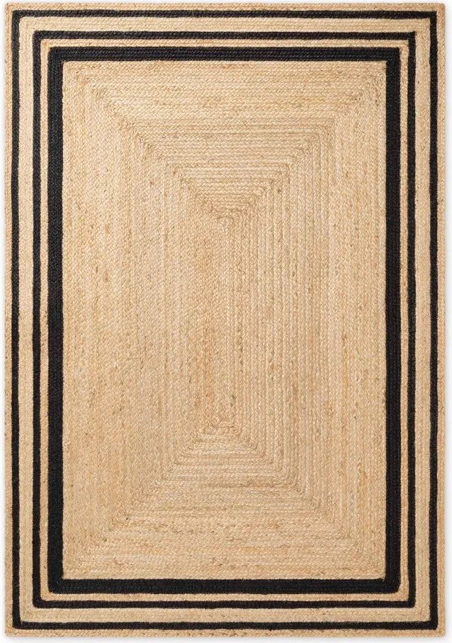 Čierny/v prírodnej farbe obojstranný/ručne tkaný jutový koberec 160x230 cm Jutta – Hanse Home