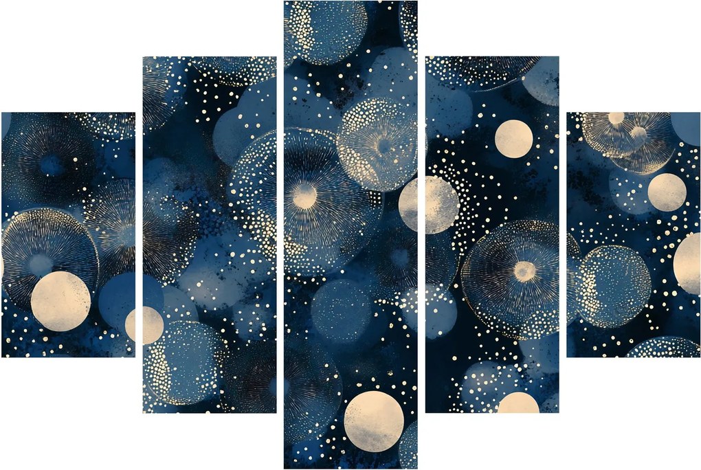 Obraz - Modro-zlaté krúžky (150x105 cm)