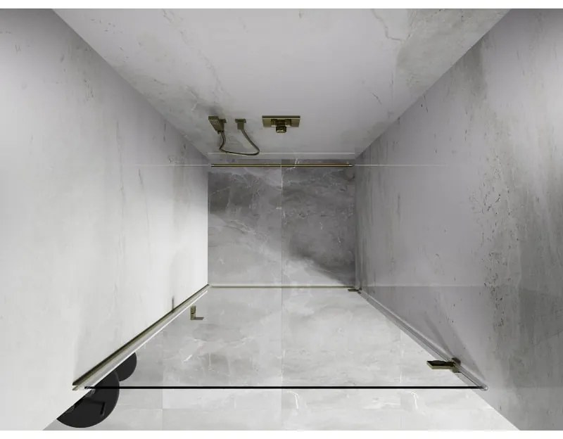 Mexen, Mexen Lunar-B výklopné pravé sprchové dvere 65 cm, transparentné, brúsené zlato - 832-065-000-55-00-P