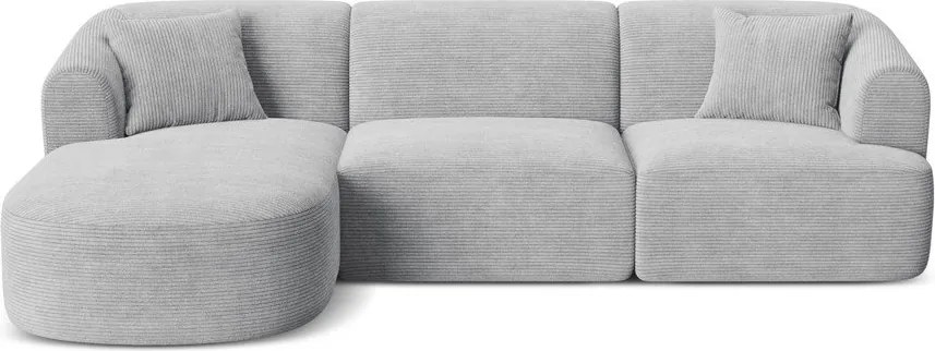 Svetlosivá menčestrová rohová pohovka (ľavý roh/s leňoškou) Campi – Cosmopolitan Design