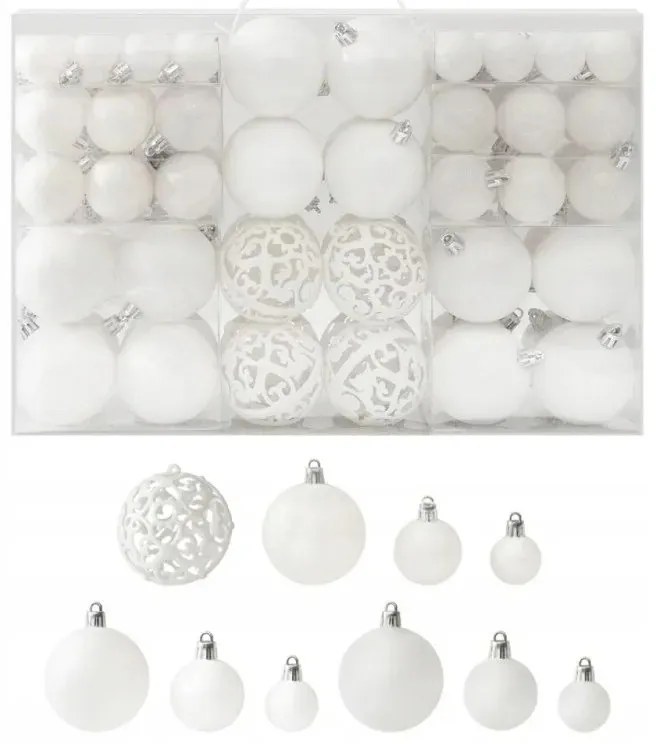 Biele vianočné ozdoby na stromček 100ks