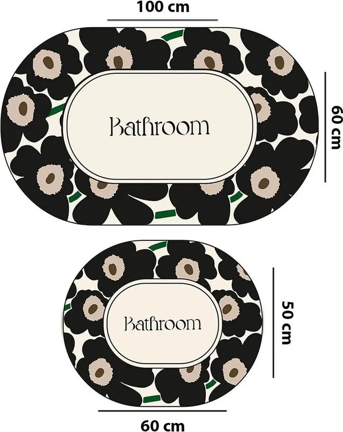 Čierne/béžové kúpeľňové predložky v súprave 2 ks 60x100 cm Oweld – Foutastic
