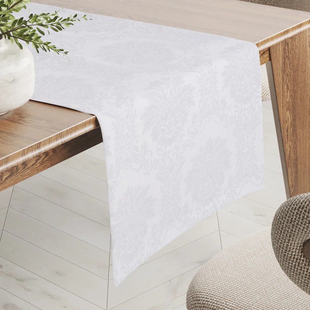 Biante Dekoračný behúň na stôl Monako PM-122 Zámocký vzor biely 45x160 cm