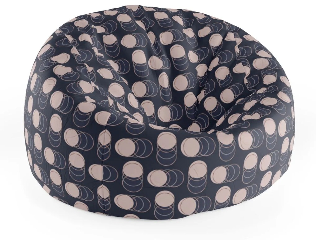 Sablio Sedací vak Cocoon Kruhy a bodky - 115 x 75 cm x 45 cm