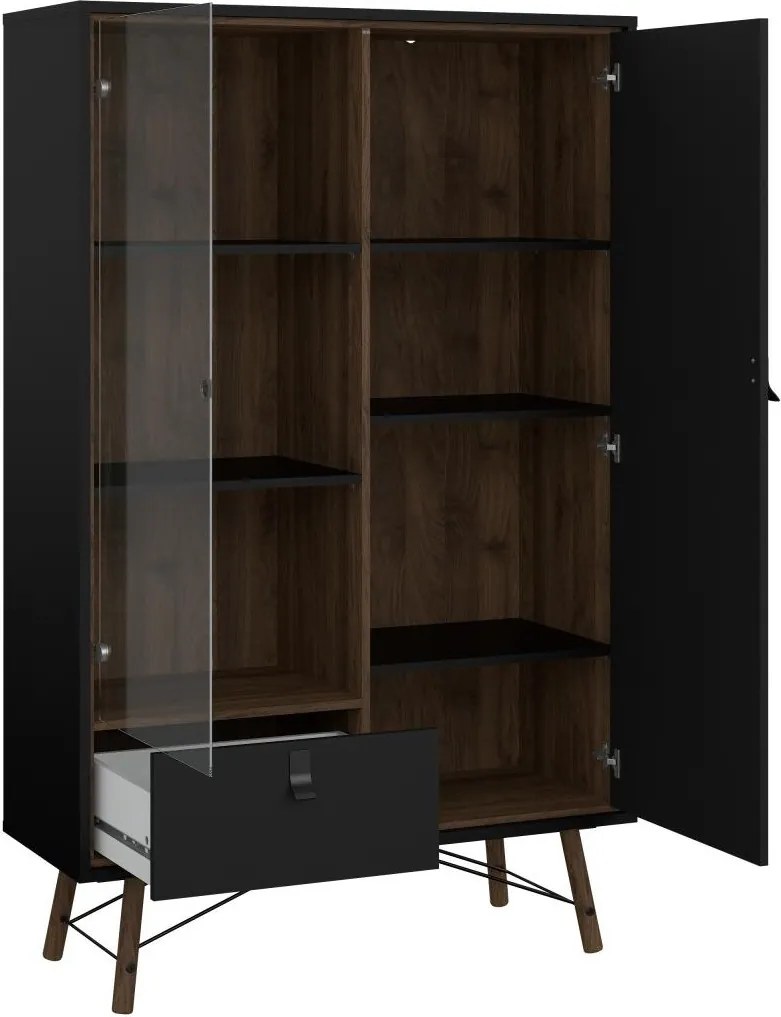 Vitrína Rainy 102 cm čierna/orech tmavý