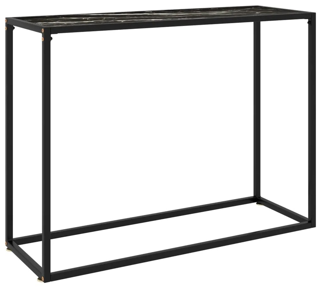 vidaXL Konzolový stolík čierny 100x35x75 cm tvrdené sklo