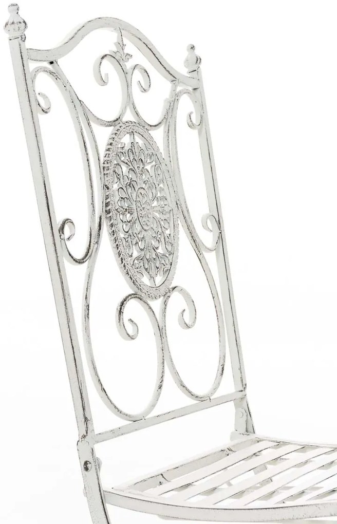 Súprava kovových stoličiek a stola Aldeano (SET 2+1) - Biela antik