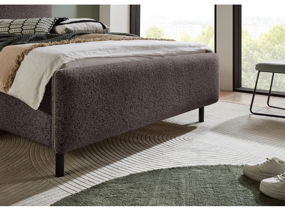 Antracitová čalúnená dvojlôžková posteľ s úložným priestorom s roštom 180x200 cm Primo – Meise Möbel