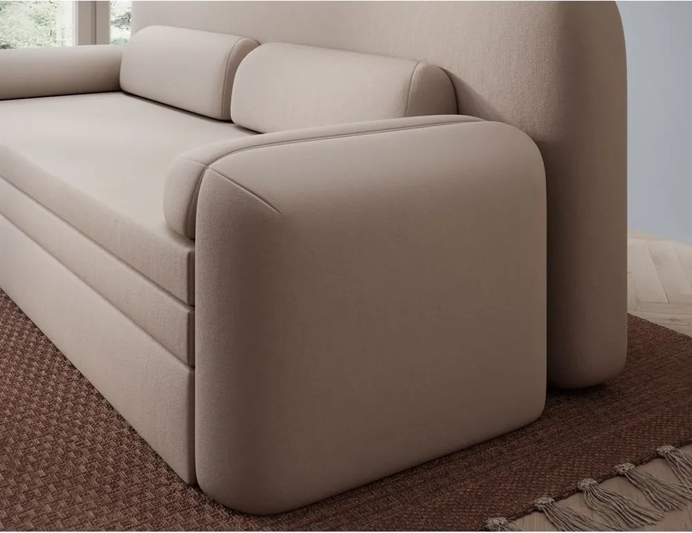 Béžová zamatová rozkladacia/s úložným priestorom pohovka 236 cm Elioss – ELTAP