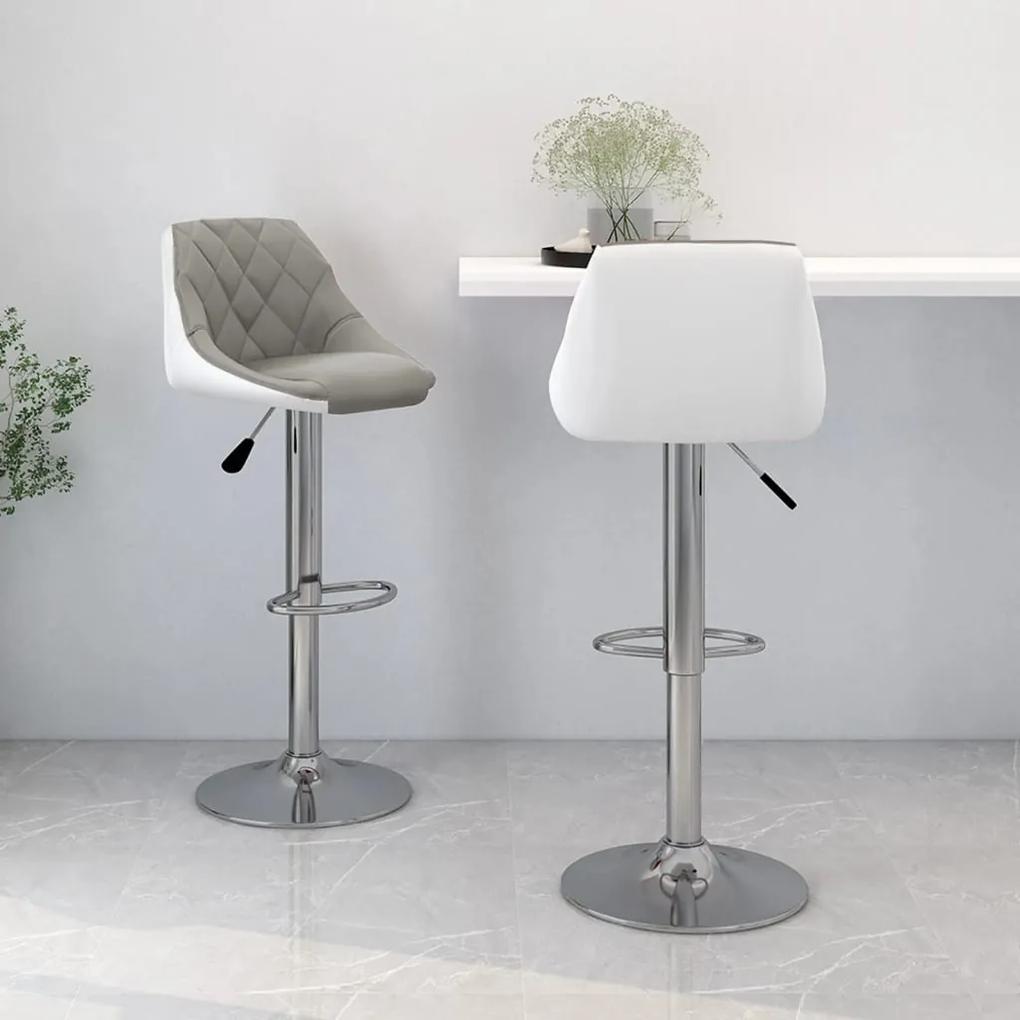 Barové stoličky 2 ks, sivo biele, umelá koža 335244