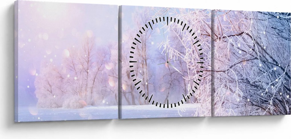 Obraz - Mrazivá zima (s hodinami) (90x30 cm)