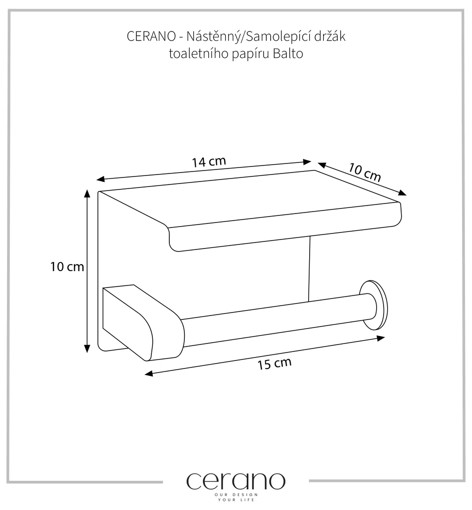 CERANO - Nástenný/Samolepiaci držiak toaletného papiera Balto - čierna matná, CER-CER-479509
