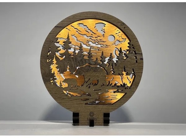 Li-Go 23595/DUB2 - LED stmievateľná stolová dekorácia LED/12W/230V 20x22 cm dub