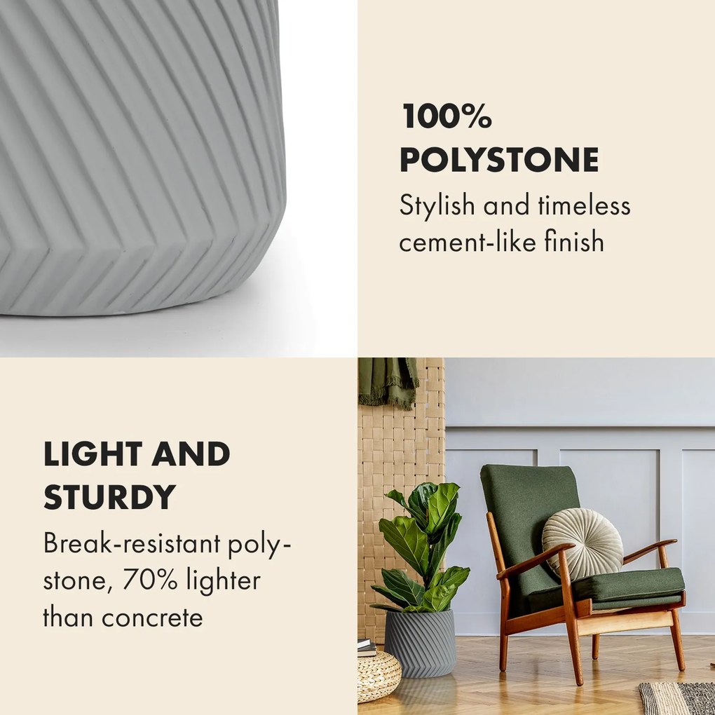 Fox & Fern Heusden, kvetináč, Polystone, vhodný pre rastliny, ručná výroba