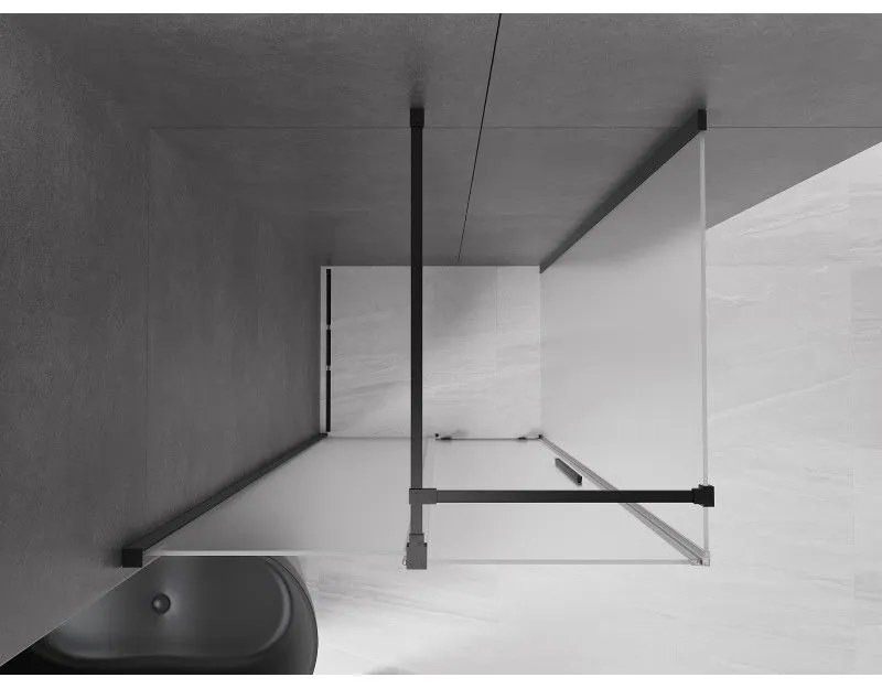 Mexen Velar, sprchový kút s posuvnými dverami 130 x 85 cm, 8mm sklo námraza, čierna matná, 871-130-085-31-70